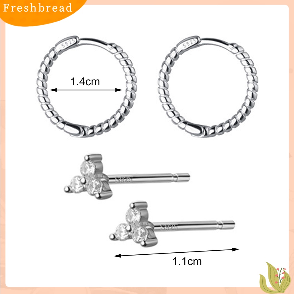 {In Stock} 1pasang Anting Hoop Tembaga Geometris Cubic Zirconia Lingkaran Kepang Hoop Stud Earring Untuk Kehidupan Sehari-Hari