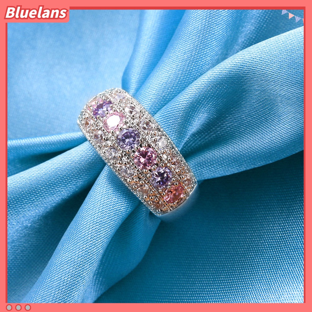 {In Stock} Pernikahan Pertunangan Perhiasan Pengantin Cincin Jari Hias Cubic Zirconia Warna-Warni