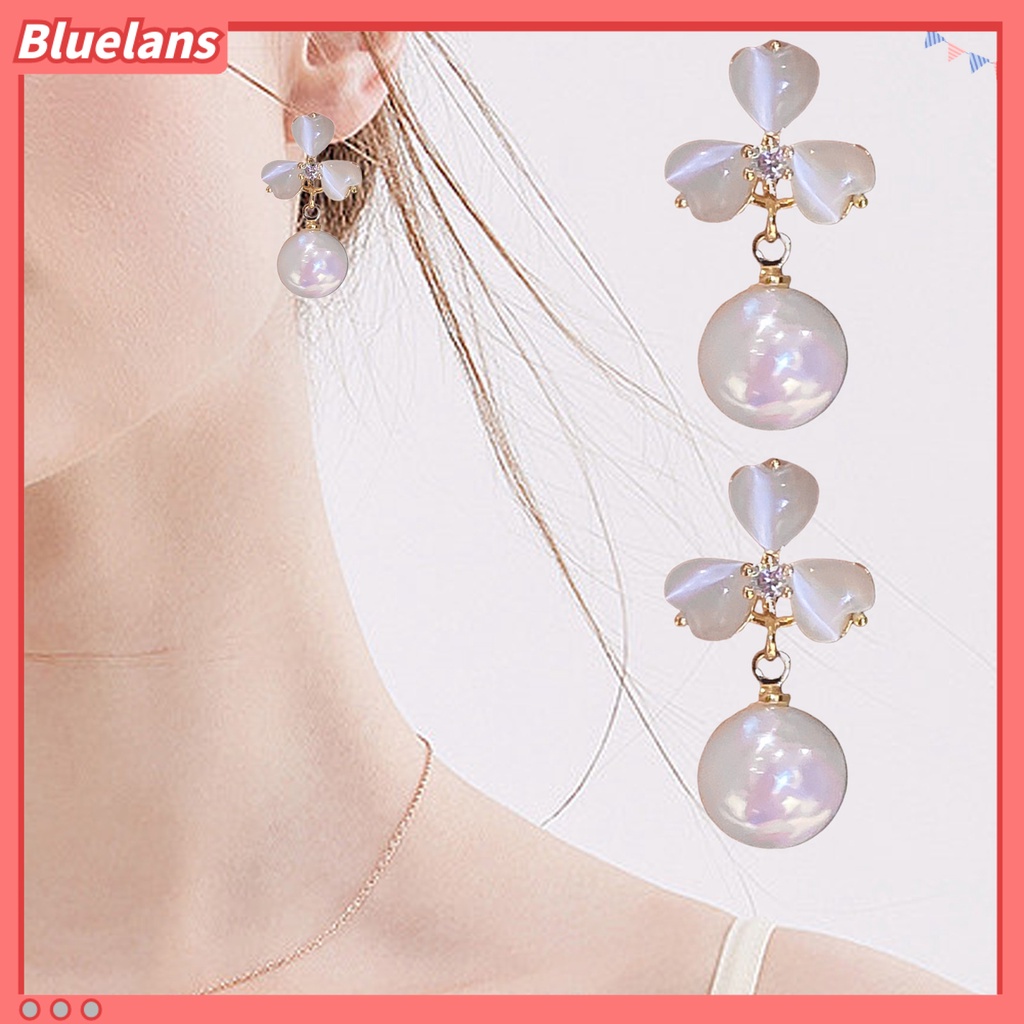 {In Stock} 1pasang Anting Stud Dainty Elegan Temperamen Gaya Perancis Mutiara Imitasi Opal Bunga Wanita Drop Earrings Perhiasan Aksesoris