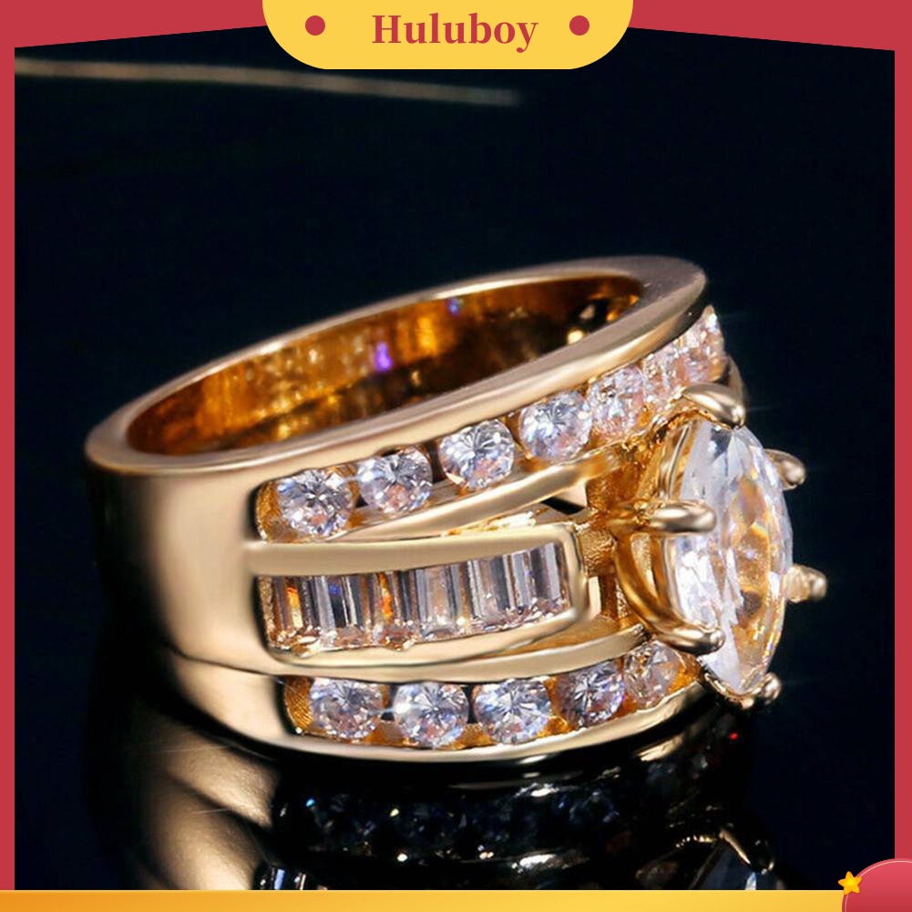 {Ready Stock} Fashion Wanita Cubic Zirconia Hias Pernikahan Pertunangan Jari Cincin Perhiasan Hadiah