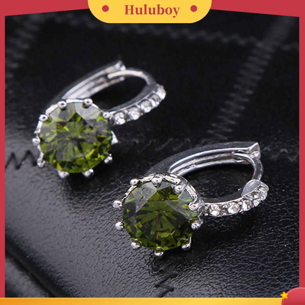 {Ready Stock} Wanita Bulat Cubic Zirconia Hias Huggie Hoop Earings Piercing Perhiasan Hadiah