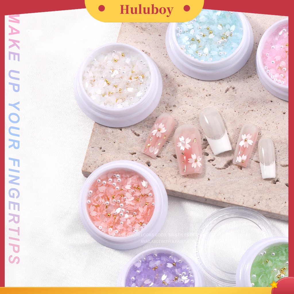 {In Stock} 1kotak Nail Art Payet Ultra-Tipis Kelopak 3D Efek Hias Warna Hidup Tidak Luntur Manicure Dekorasi DIY Bunga Sakura Kuku Glitter Serpihan Aksesoris Kuku