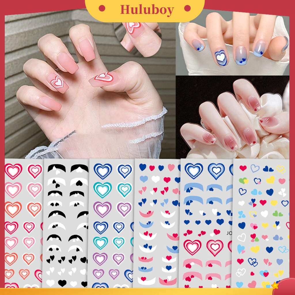 {In Stock} Stiker Kuku Perekat Diri Tahan Air Eye-catching Cinta Hati Cetak Kuku Stiker DIY Nail Art Gadget Hadiah Ulang Tahun