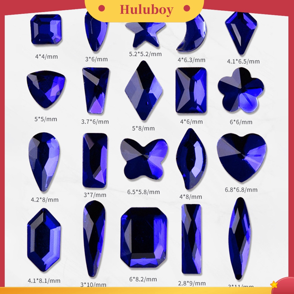 {In Stock} 100Pcs Berlian Imitasi Datar Tahan Aus Tongkat Ketat Manicure Aksesoris Biru Tua Flatback Berlian Imitasi Kristal 3D Dekorasi Kuku Untuk Salon