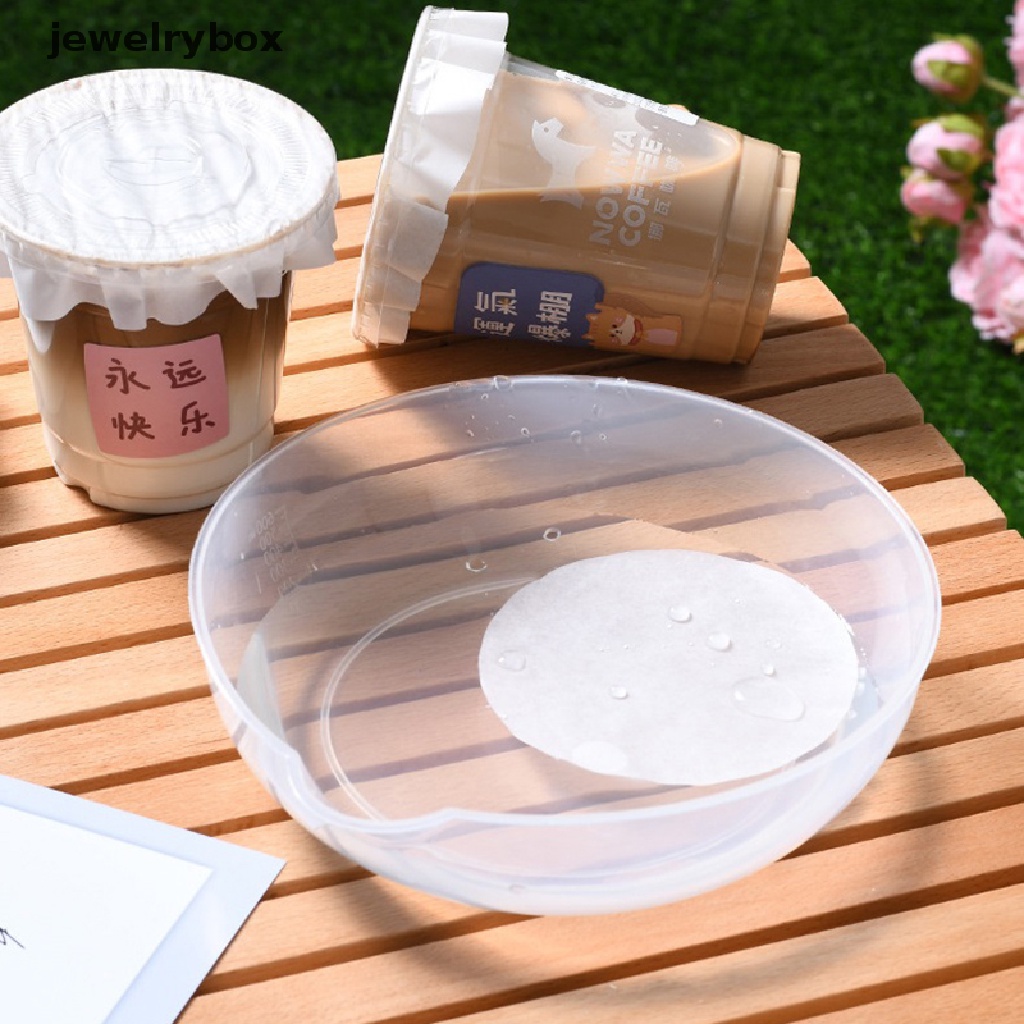 [jewelrybox] 50pcs 11 /12 /13 /14cm Bentuk Bulat Kertas Anti Bocor Films Paking Anti Tumpah Kopi Butik