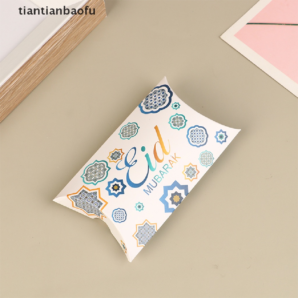 [tiantianbaofu] 10pcs EID Mubarak Bentuk Bantal Kotak Permen Ramadan Kareem Dekorasi Gift Box Butik