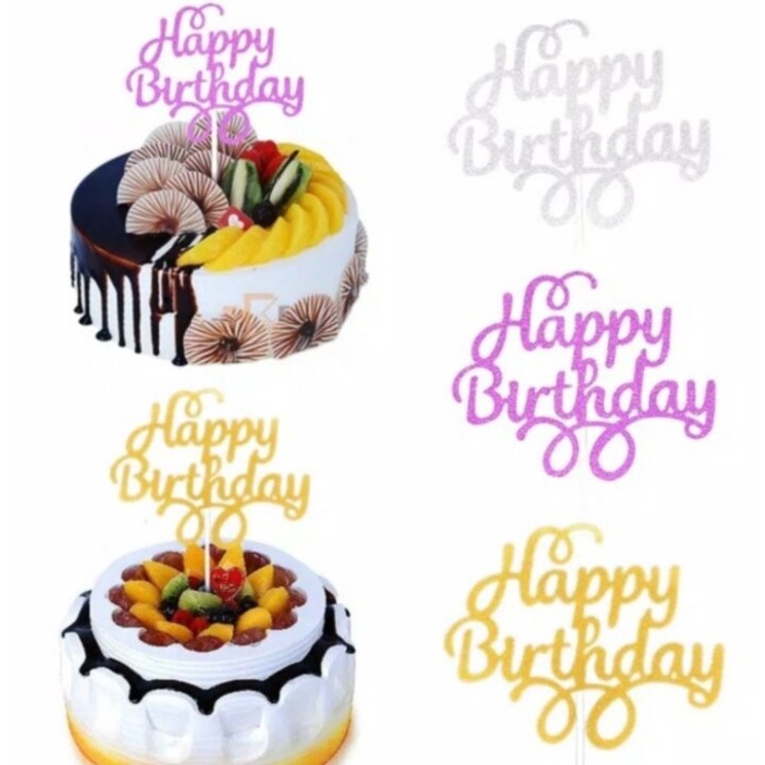 Topper Cake Tusuk Happy Birthday Kue Ultah / Topper Acliric Happy Birthday / Topper Happy Birthday