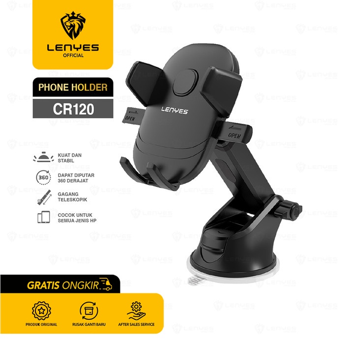 Lenyes CR120 Phone Holder HP Mobil Car Handphone Dashboard Original standing handphone gps maps peta online meja dashboard mount car penyangga penjepit