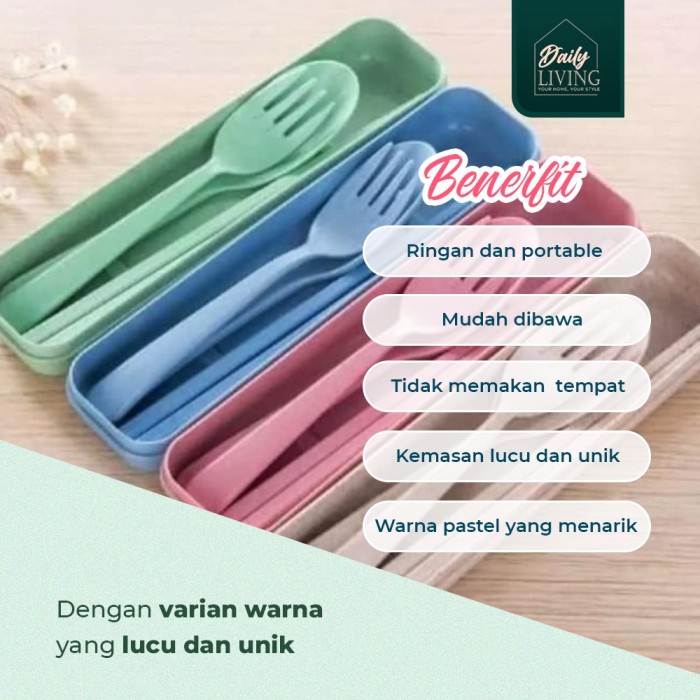Sendok Sumpit Garpu Set Traveling Premium Alat Makan Home Living