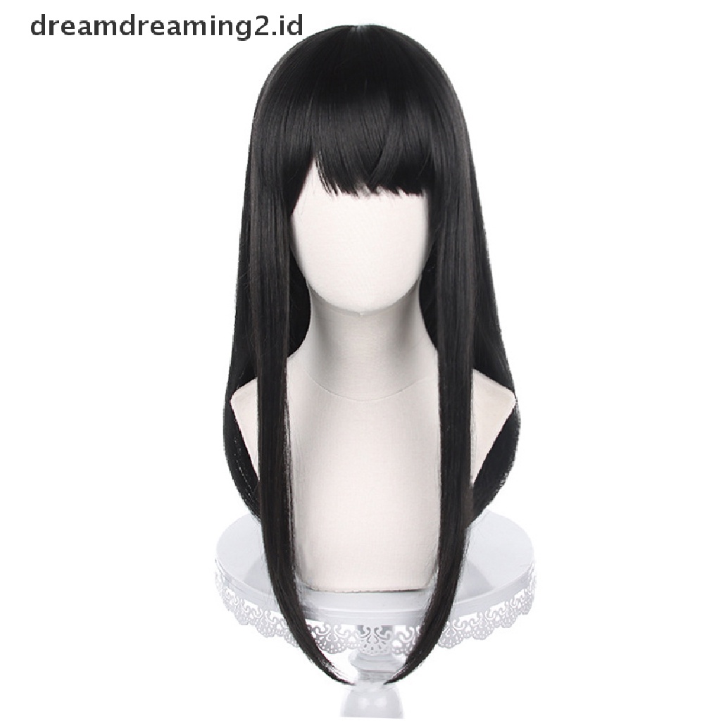 (hot) Anime Chain Man Mitaka Asa Cosplay Wig Asa Mitaka Panjang 65cm Hitam Tahan Panas Rambut Sintetis Wig Pesta//