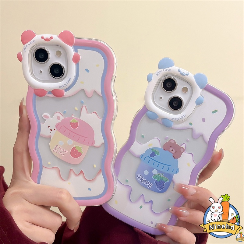 IPHONE Soft Case Kompatibel Untuk Iphone14 13 12 11 Pro Max X Xr Xs Max7 8 6 6s Plus SE Cute Macaron Candy Color Phone Case Wavy Little Monster Pelindung Lensa Shockproof Cover Pelindung