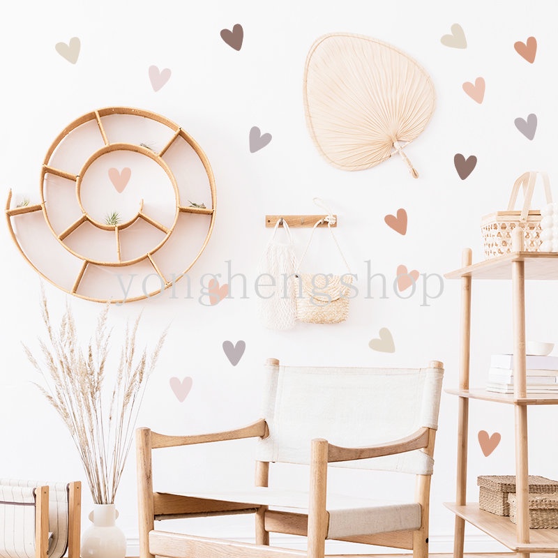 12 Pcs Gaya Bohemian Berbentuk Hati Stiker Dinding Boho Vinyl Decals Pesta Pernikahan Dekorasi Pembibitan Kamar Tidur Kamar Anak DIY Stiker Hias Wall Art Wallpaper