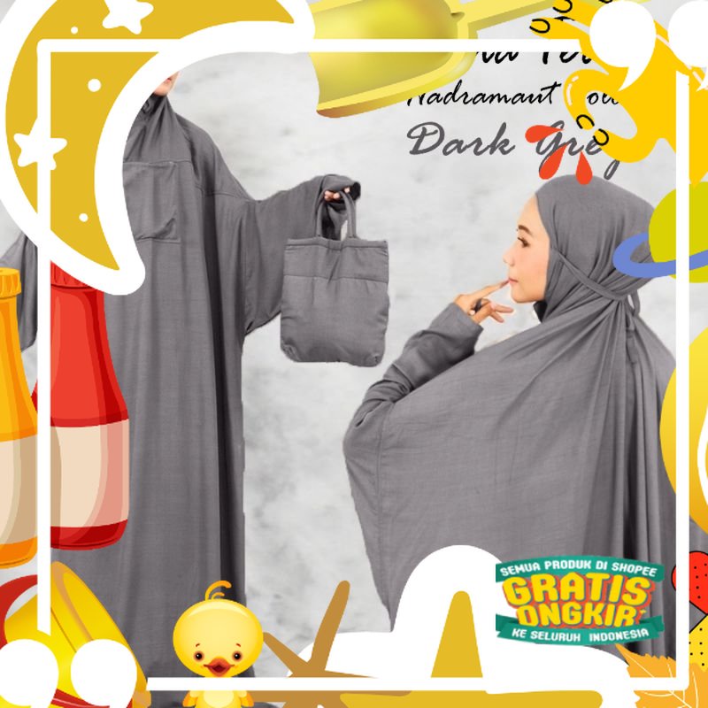 Mukena Terusan Hadramaut polos jumbo rayon premium | mukena malaysia/ Trendy Polkadot