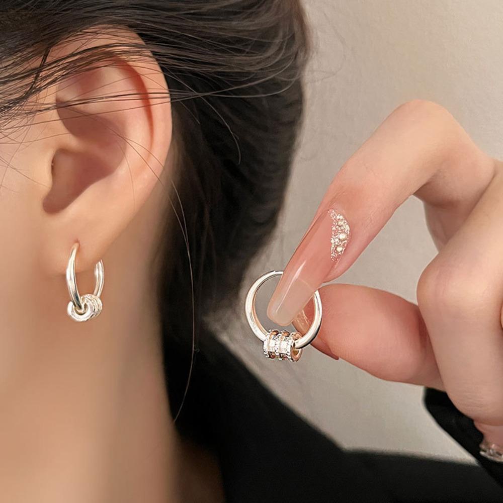 Mxbeauty Ear Buckle Silver Kepribadian Hiphop Mini Punk Fashion Anting Gaya Korea