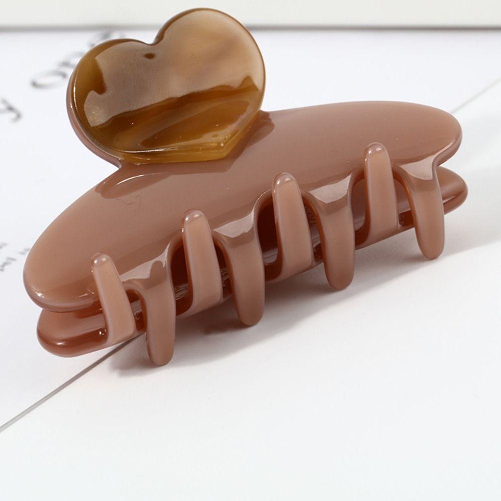 Agustina Love Heart Hair Clip Elegan Retro Simple Back Head Hair Clip Ponytail Holder Hiasan Kepala Grab Clip Untuk Wanita Perempuan Aksesoris Rambut