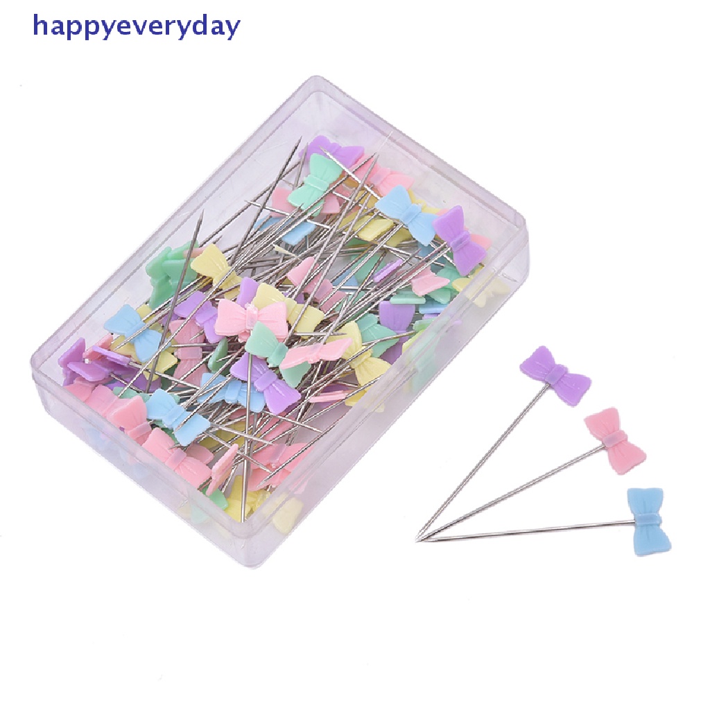 [happy] 100pcs/lot Aksesoris Jahit Pin Patchwork Dengan Kotak DIY Tombol Kepala Pin DIY [ID]