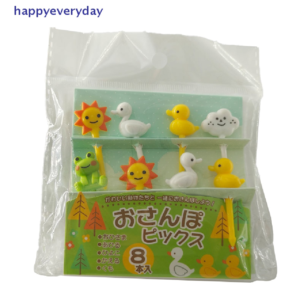 [happy] 8pcs Kartun Anak Kue Buah Tusuk Gigi Bento Lunch Aksesoris Party Decor [ID]