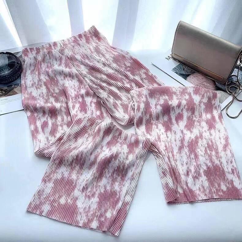 GROSIRTAS TG1706 Celana Kulot Tiedye Pleated Plisket Wanita Import Rainbow Long Pants Straight Bermotif Tiedye Fashion Style Korean
