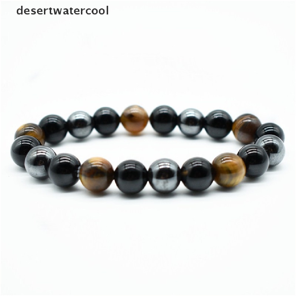 Deid Fashion Gelang Batu Alam Tiger Eye Triple Protection Hematite Dan Black Obsidian Bracelet Martijn