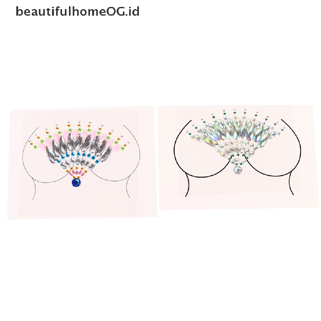 // Beauty// Stiker Bra Kristal Perekat Manik-Manik Berlian Payudara Pasties Shiny Tattoo Sticker **