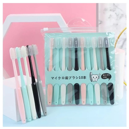 BAJ Sikat Gigi Dewasa 1 SET 10 PCS Tavel Toothbrush Double Care Sensitive Soft-Sweet Bee Sikat Gigi Nano Tech Sikat Gigi Medium PR151