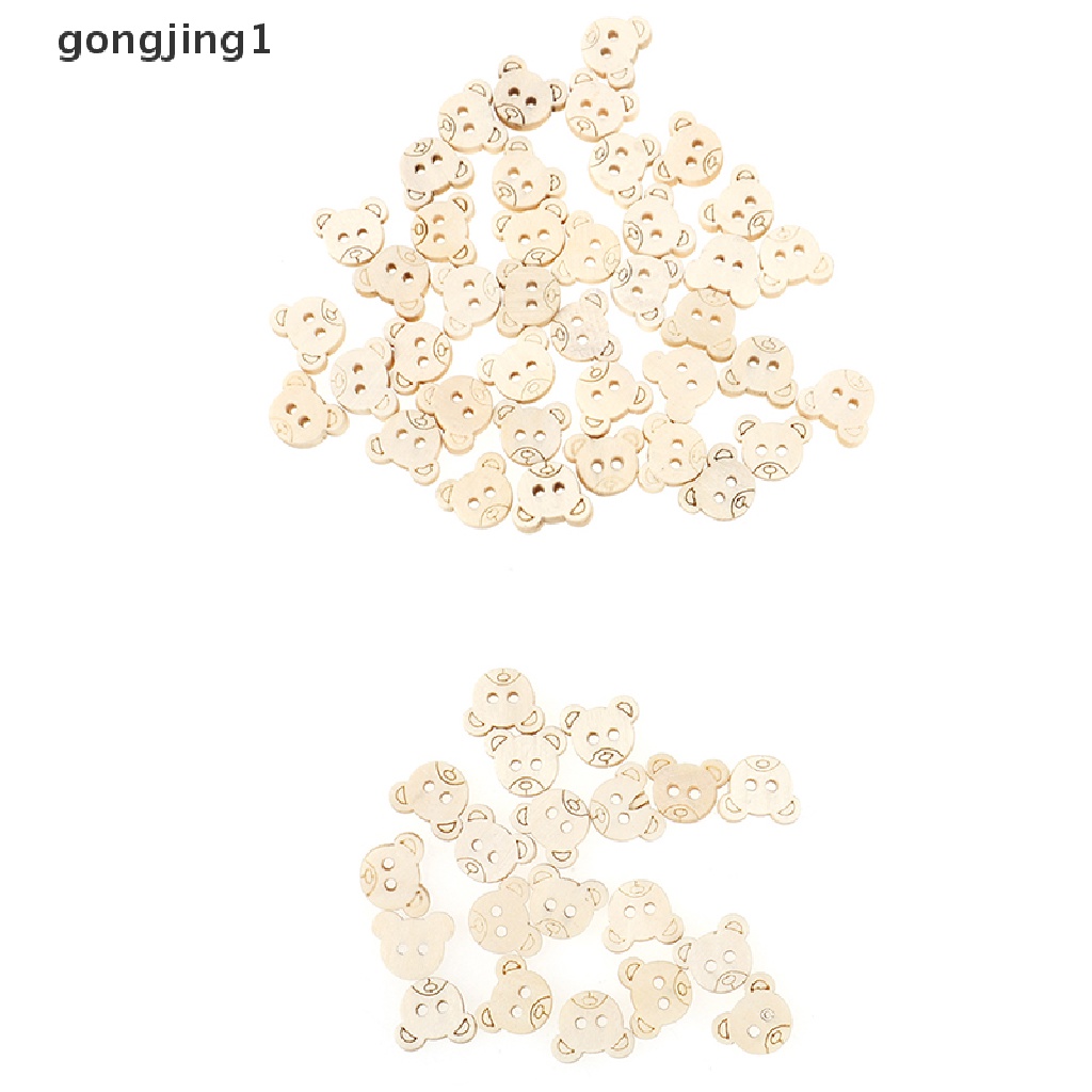 Ggg 20pcs Teddy Bear Ch 2lubang Kancing Jahit Kayu Untuk Anak 13x11mm ID