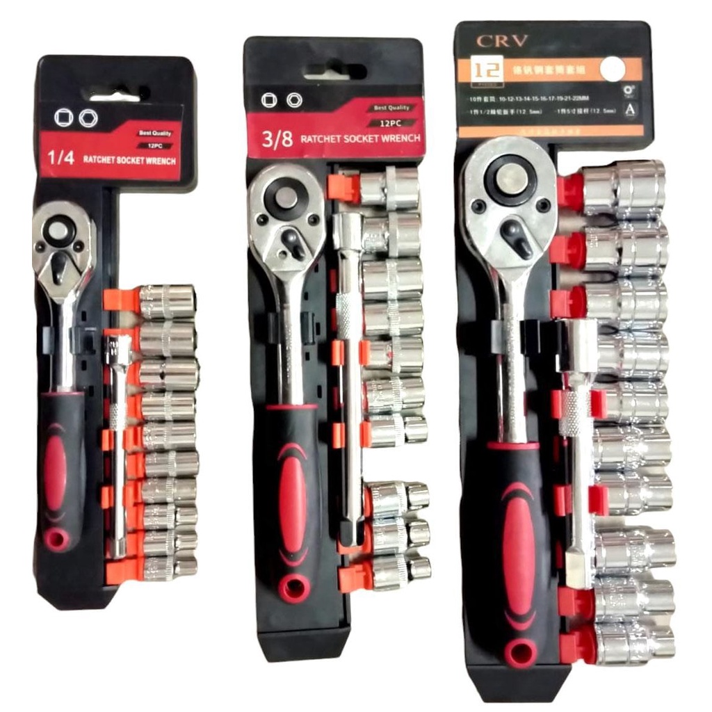 PROMO KUNCI SOK SET 1/2&quot; 12PCS, Kunci Pas CR-V Drive Socket Wrench Set 3/8&quot; 1/4&quot;Handle 12 PCS, Kunci shock, kunci sok, kunci shok, kunci set lengkap, kunci pas ring set, kunci pass full set, kunci shok set, kunci pas 12pcs