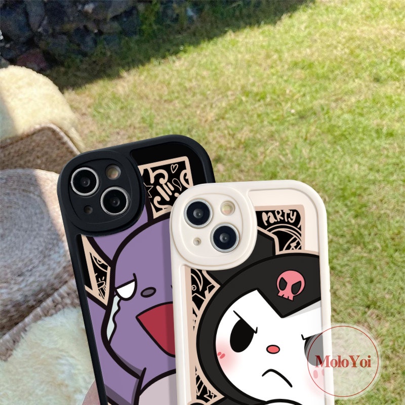 IPHONE Couple Kartun Lucu Kuromi Baku Case Kompatibel Untuk Iphone11 14 12 13 Pro Max 7Plus 7 8 6 6s Plus XR X XS Max SE 2020 Soft Tpu Back Cover