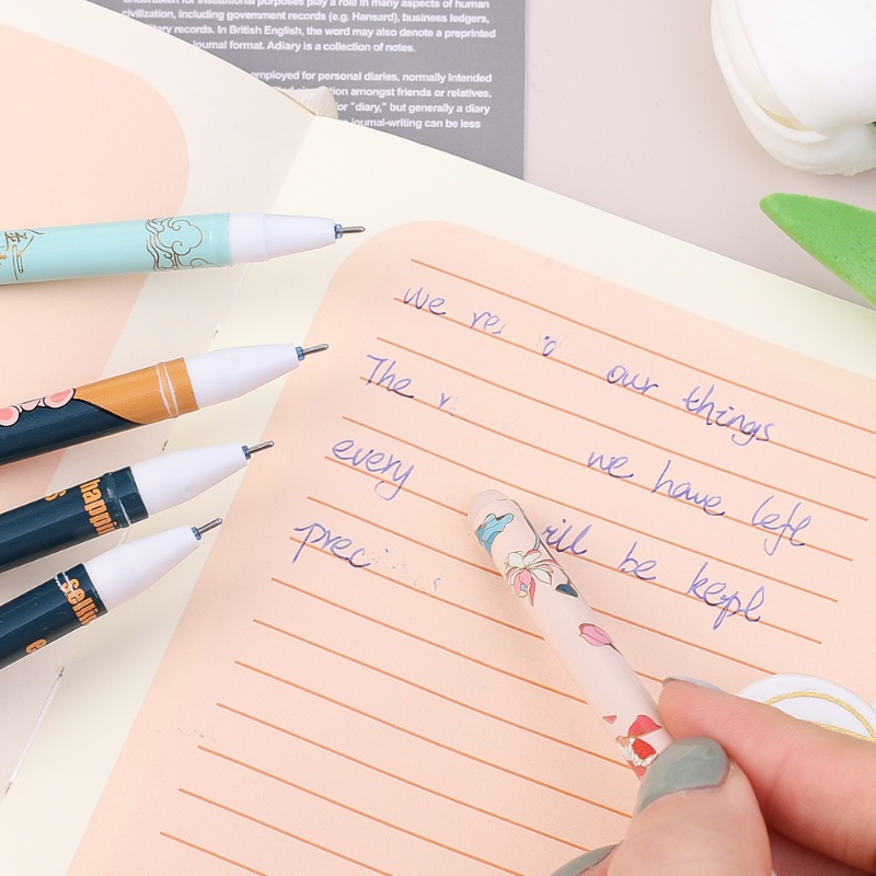 Pola Kartun Lucu Pena Netral Dapat Dihapus 0.5mm Tinta Hitam Test Tulisan Pen Koreksi Two In One Gel Pen