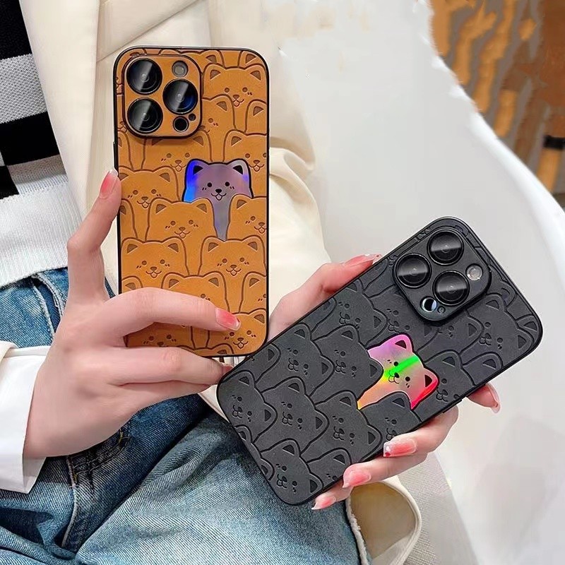 IPHONE Dilengkapi Dengan Lensa Sendiri Film Laser Bear Phone Case Iphone11 12 13 14 Pro Max Plus Sarung Case Shockproof