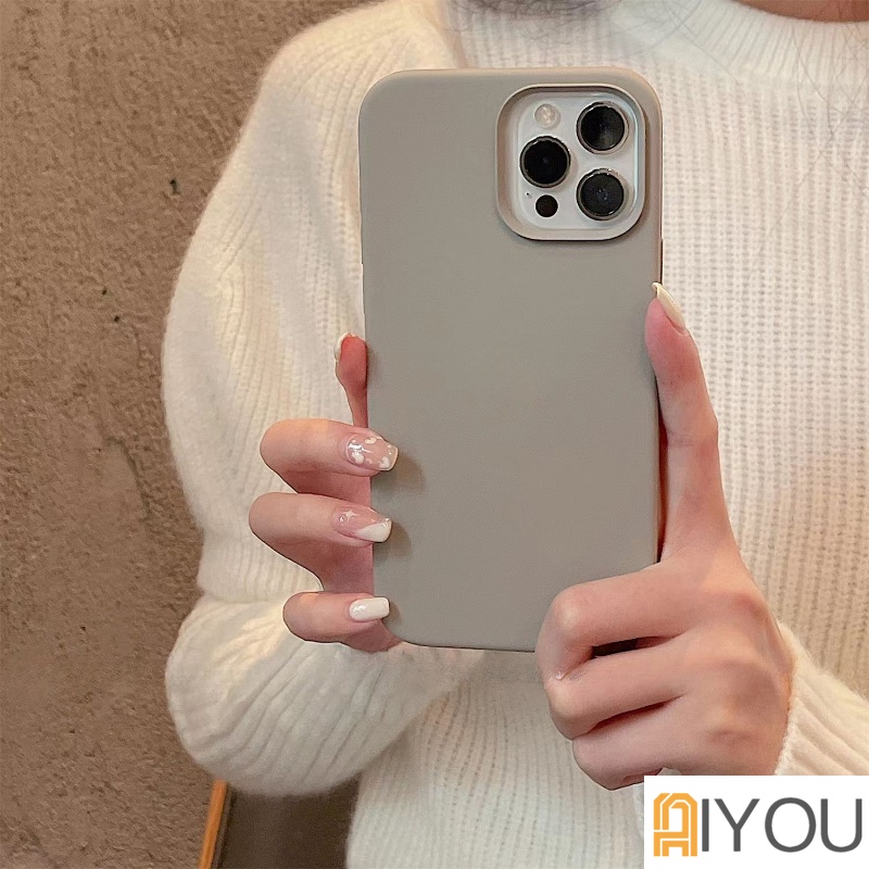 IPHONE Case logo Silikon Cair Untuk Iphone13 14 11 12 Pro Max Original Soft Cover Tritone Untuk Iphone12Mini X XR Xs8 7 6 SE 2020Cases