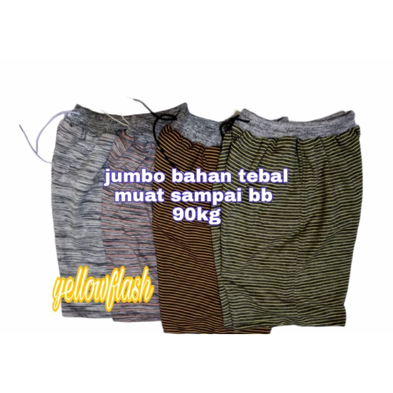 Celana pendek murah jumbo kolor motif salur ukuran bigsize celana pendek santai pria wanita