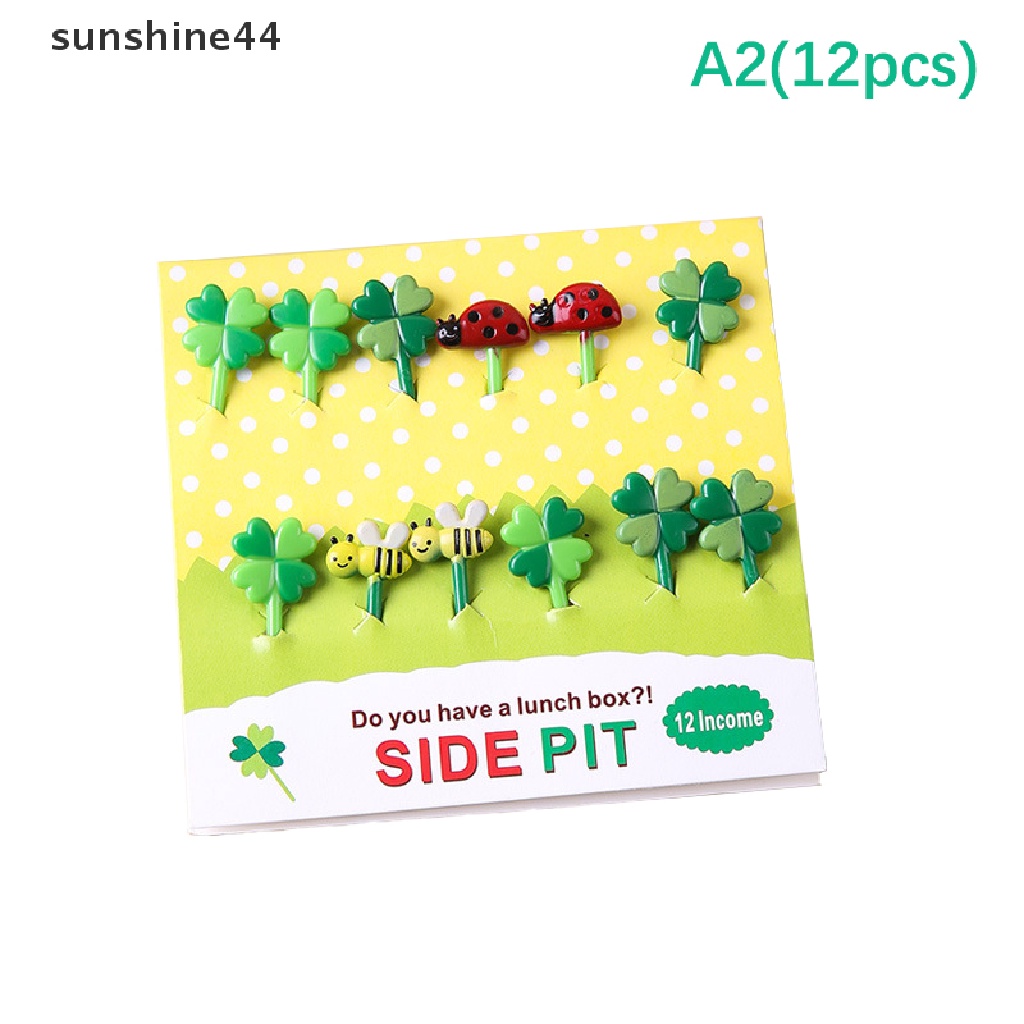 Sunshine8/12pcs Garpu Buah Mini Kartun Snack Dessert Kue Dekorasi Hewan Food Picks ID