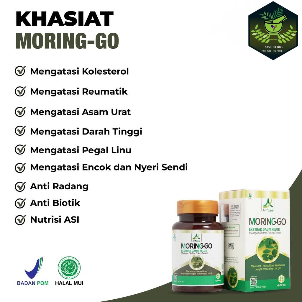 Kapsul MORING-GO MORINGGO MORINGO MORING GO Obat Herbal Ekstrak Daun Kelor Untuk Menambah Zat Gizi Moringgo Asli Original