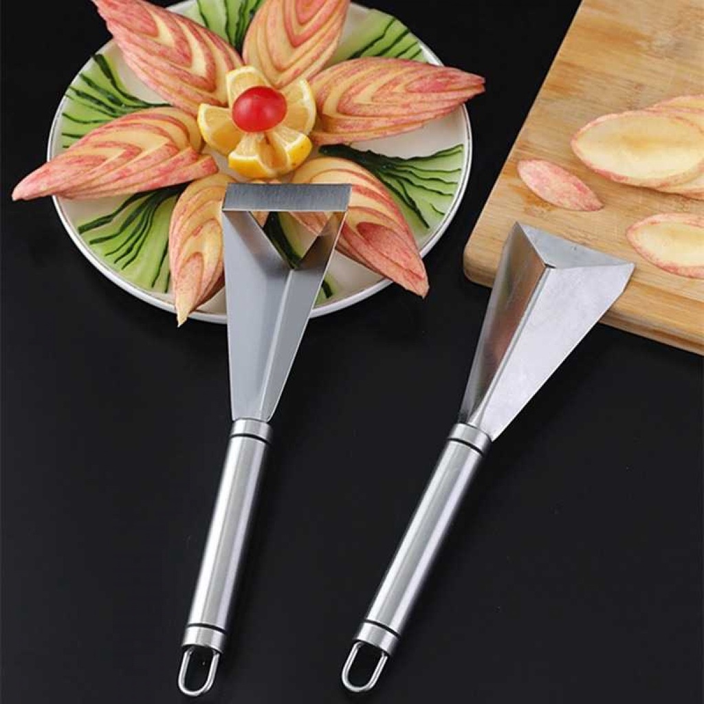 Pisau Ukir Buah Pemotong Bentuk Segitiga Carving Knife Stainless Steel