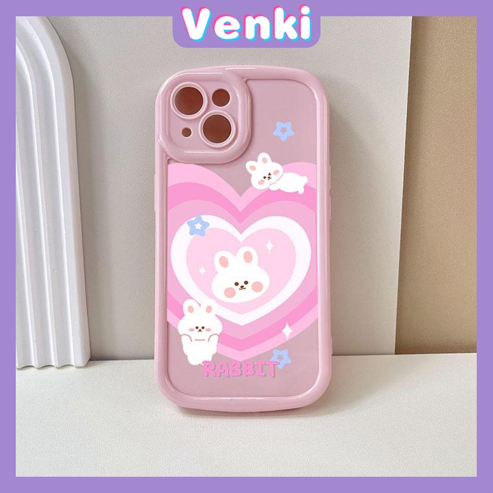 Case for iPhone 11 Soft TPU Glossy Round Edges Case Pink Heart Cute Cartoon Rabbit Camera Protection Shockproof For iPhone 14 13 12 11 Pro Max 7 8 Plus X XR