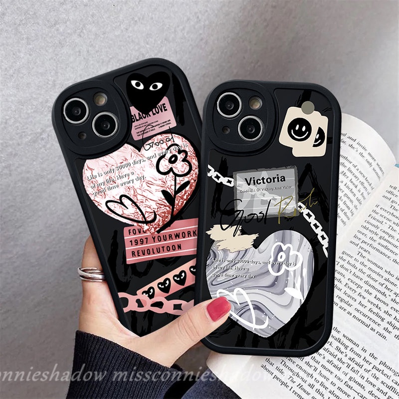 Redmi 9C A1 10C 9T 10A 9 9A 10k40s Note 11s 11Pro+8 9 9Pro 10 10Pro 9s 10s 11 8Pro Poco F4 X3 NFC Pro M3 Mi 12 11 Lite 11T Love Heart Smile Trendy Comme des Garcons Sarung Soft Case