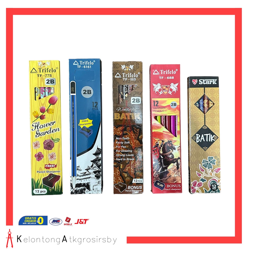 

Pencil / Pensil 2B (12pcs) Motif Mix Murah