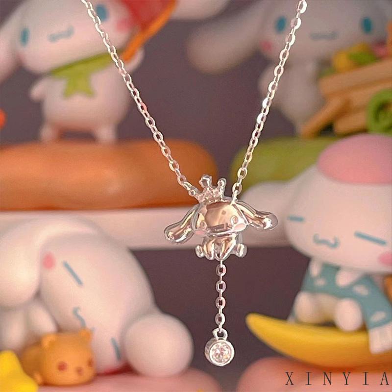 【COD】Kalung Rumbai Anjing Kayu Manis Kartun Cinnamoroll Rumbai Kalung Perempuan Cahaya Mewah Kerah Rantai Hadiah Pacar