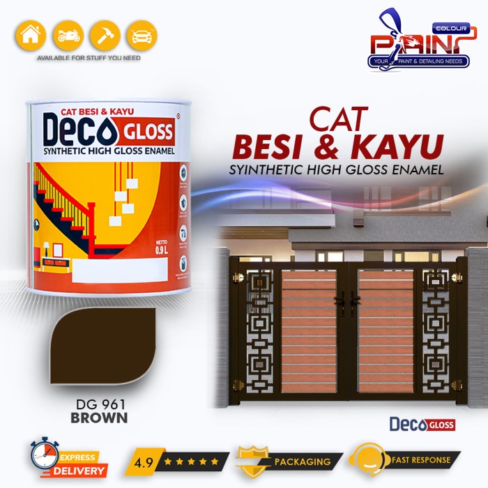 Cat Besi dan kayu DECOGLOSS Synthetic High Gloss BROWN 0.9L