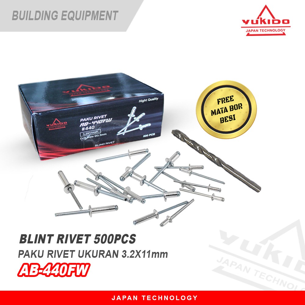 all free mata bor Paku Rivet blint rivet 1 box 500pcs #423 3.2X7.0MM  #429 3.2X8.0MM  #435 3.2X9.5MM #440 3.2X11MM #450 3.2X12.7MM  #523 4.0X7.0MM  #529 4.0X8.0MM  #537 4.0X9.5MM  #665 4.8X16MM  #675 4.8X19MM