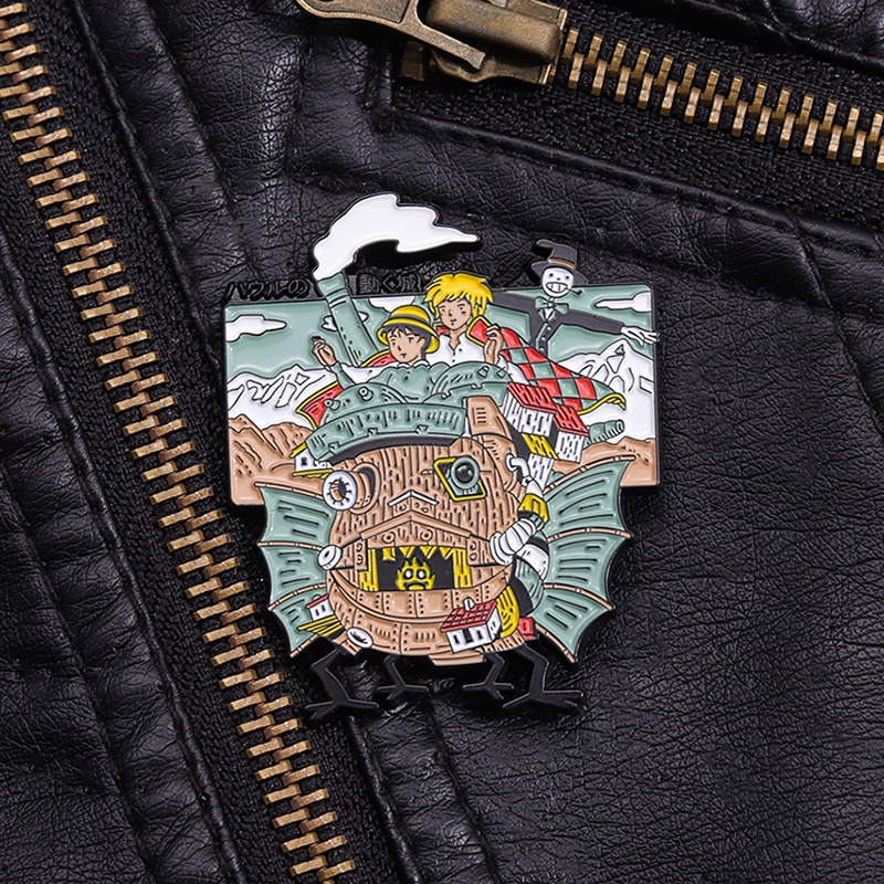 Howls Pin Enamel Kastil Bergerak Lucu Anime Bros Lencana Kerah Pin Kartun Koleksi Perhiasan Hadiah Untuk Teman Penggemar