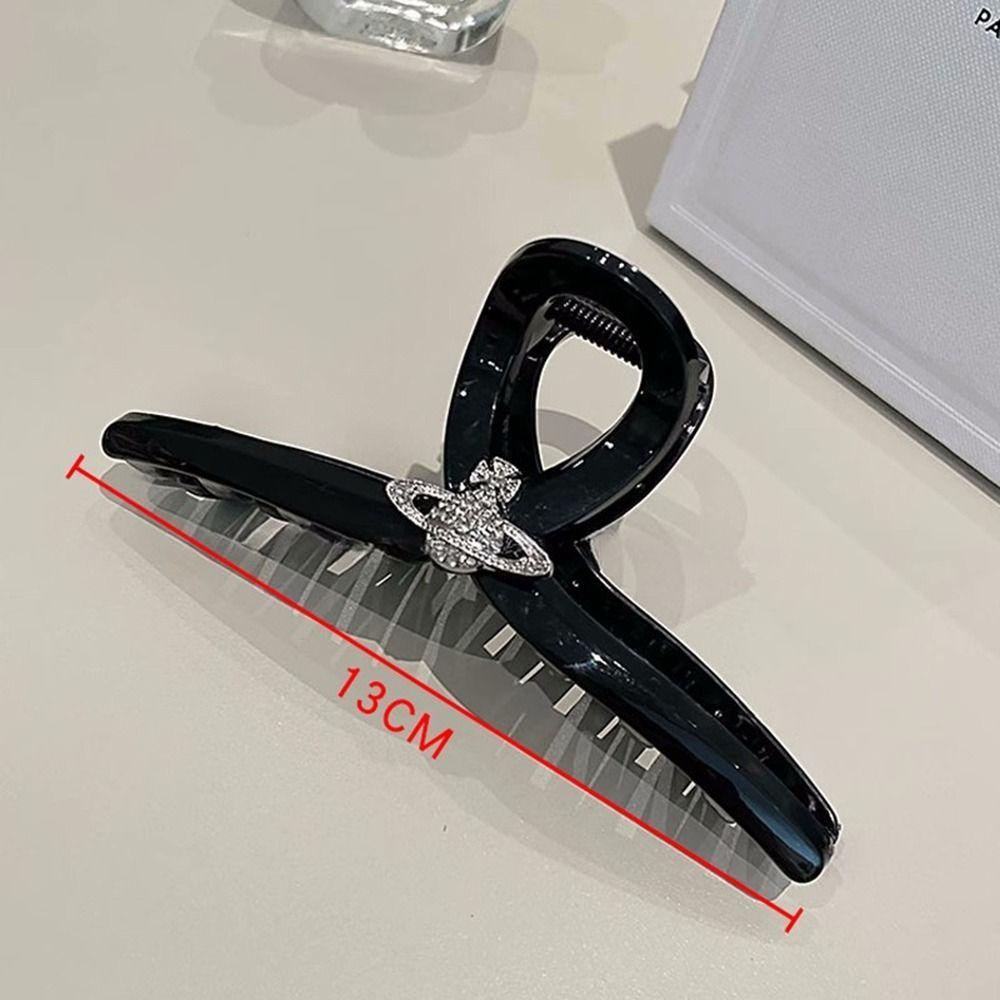 Agustinina Planet Hair Claw Back Head Elegant Retro Shark Clip Hair Clip Diamond Ponytail Holder Besar Ambil Klip Aksesoris Rambut