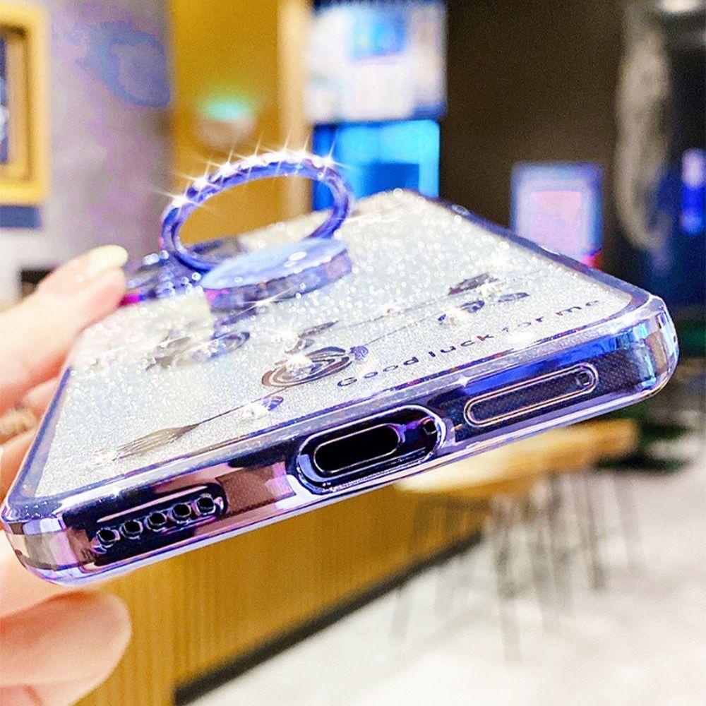 POPULAR Untuk 14pro Max Case Flower Pretty Purple Gilter Sparkly Bling Heavy Duty