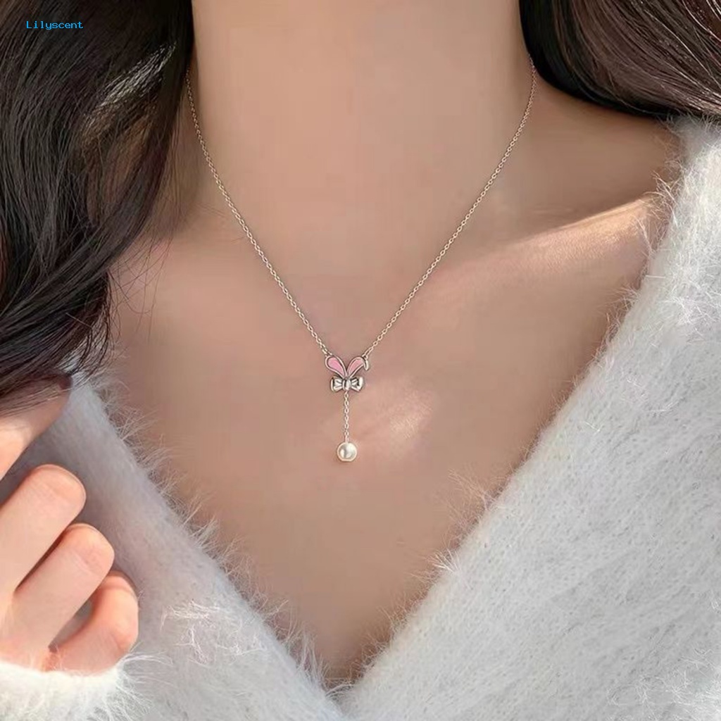 Lilyscent Anti Karat Pesona Kalung Aksesori Pakaian Sweater Rantai Kalung Mutiara Imitasi Geometris