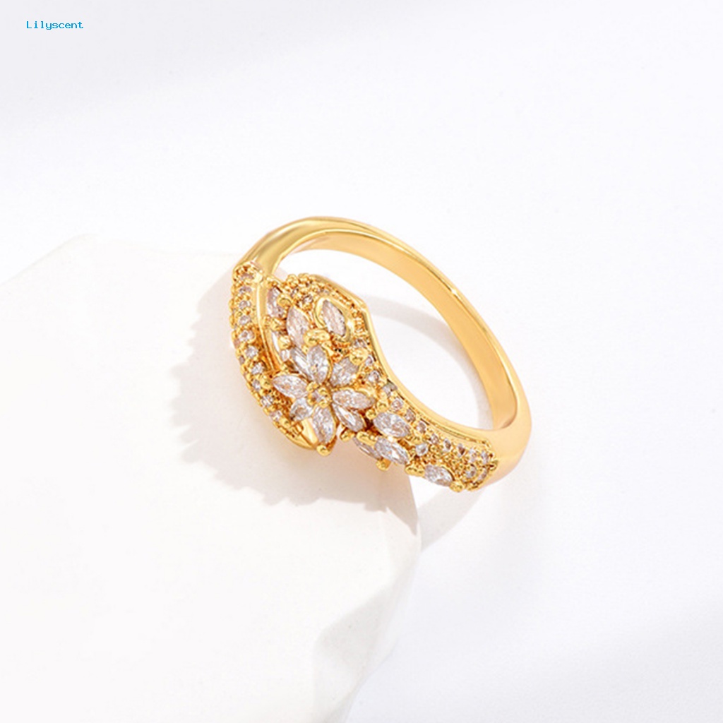 Lilyscent Cincin Kawin Anti Karat Fashion Perhiasan Wanita Pesona Jari Cincin Cubic Zirconia