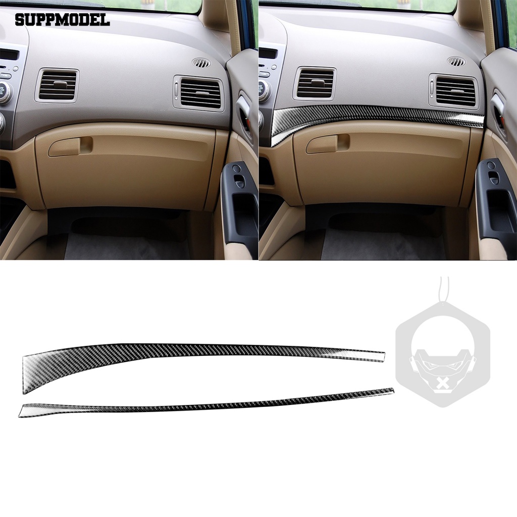 Suppmodel 2Pcs/Set Tahan Aus Stiker Pinggiran Dashboard Berperekat Stiker Strip Dashboard Mobil Anti Gores Untuk Honda Civic 8th Gen 2006-2011 Drive Kiri