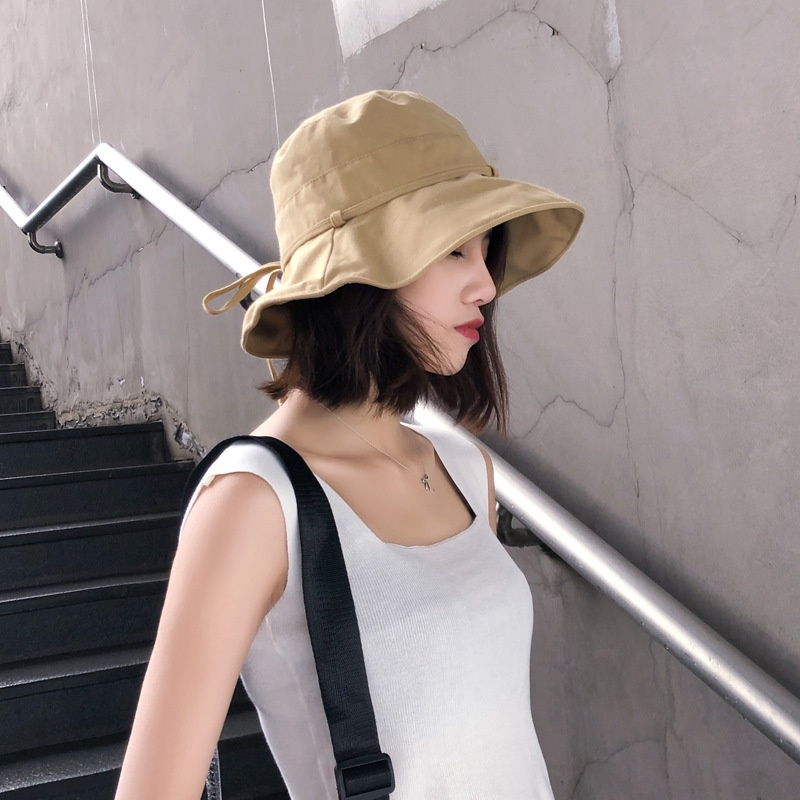 Topi Nelayan Untuk Wanita Korea Lady Lebar Pinggiran Bucket Sun Hat Pantai Musim Panas Topi Lipat Perlindungan UV Matahari