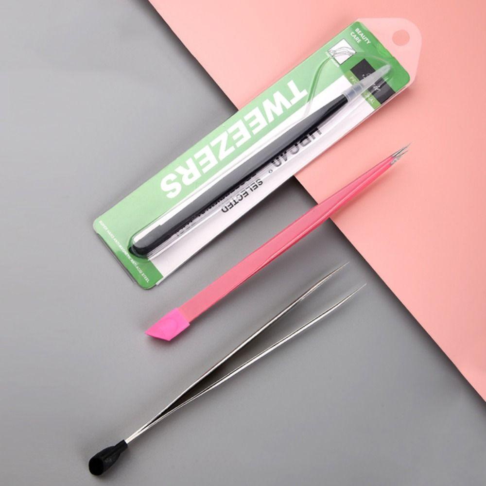 Mxbeauty Pinset Manicure Stainless Steel Pinset Cabang Warna-Warni DIY Untuk Manicure Press Stick Profesional Dengan Kepala Silikon