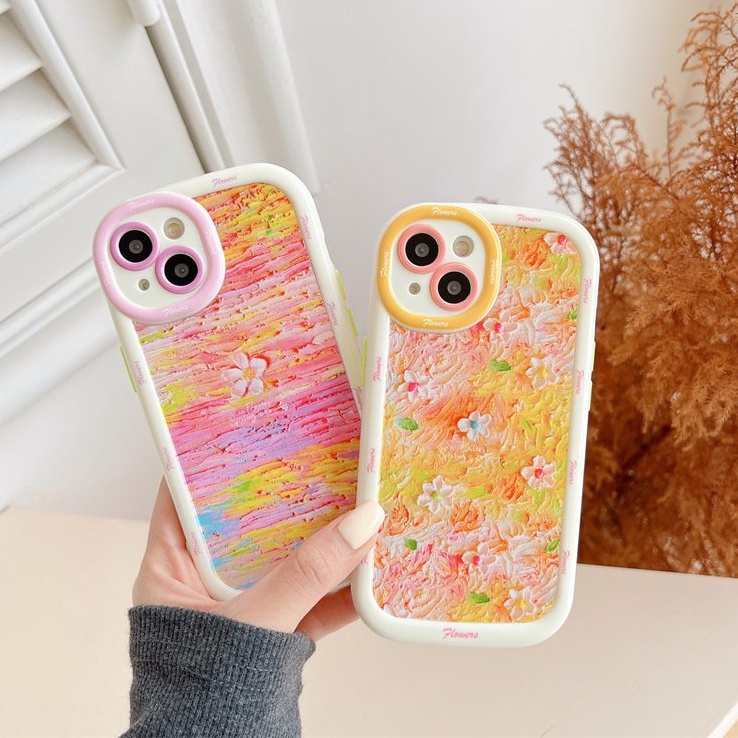 Nice Oil Painting Colorful Clouds Soft Case HP iP iPhone 11 12 13 14 Pro Max New Puff Casing Apple